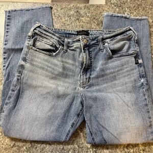 Silver Jeans Blue Straight Leg Jeans with Vintage Distressing